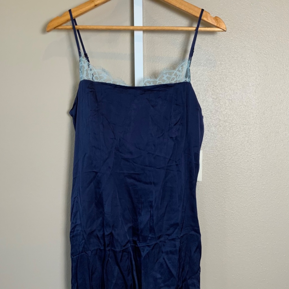 Anthropologie Lace-Trimmed Asymmetrical Midi Slip Dress - Picture 5 of 15